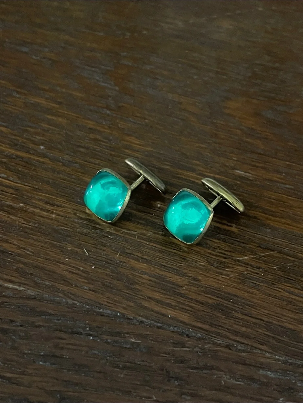 Emerald green mens cuff links vintage